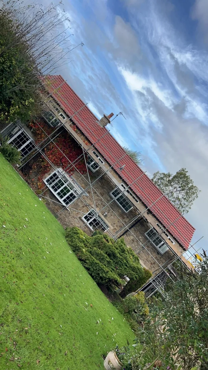 Roofing work on a brick residential property